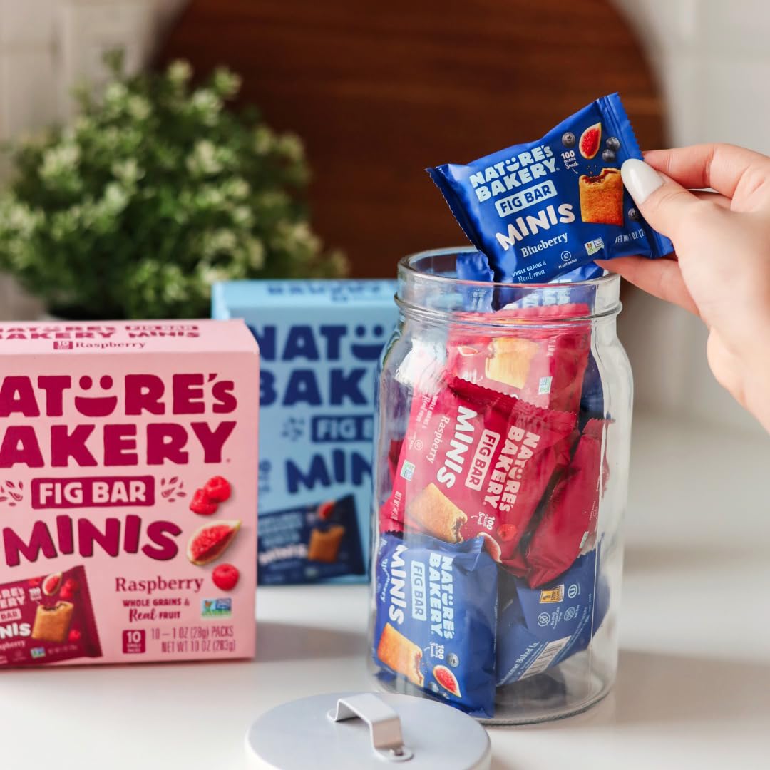 Nature’s Bakery Whole Wheat Fig Mini Bars, Blueberry, Real Fruit, Vegan, Non-GMO, Snack bar, Mini Bars - 150 ct